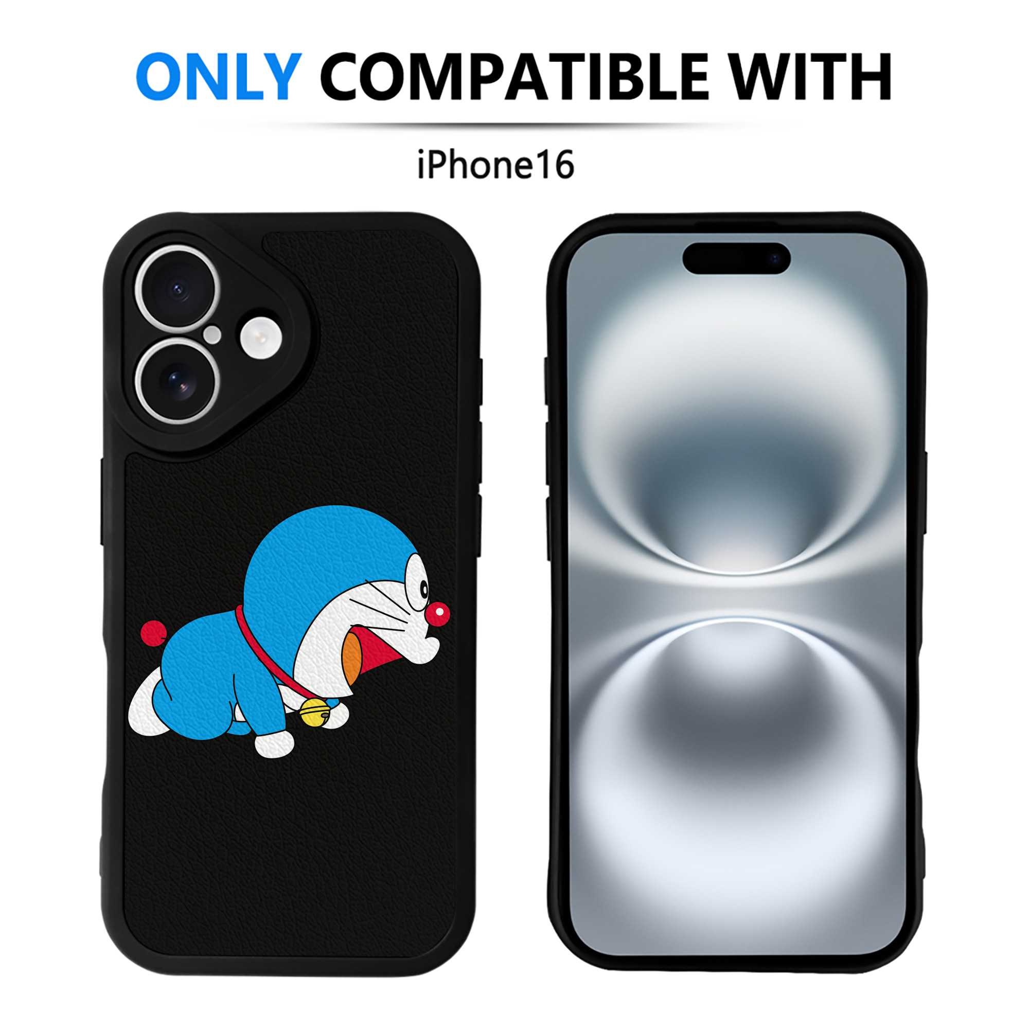 （画像用） ドラえもん Doraemon 【iPhone 16シリーズ対応】シリコンスマホケース（レザー調） 材質：シリコン